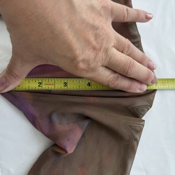 Desigual Women's Long Sleeve Geometric Print Top Sheer Floral Sleeves Size Small - Picture 4 of 16